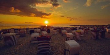 Borkum Sonnenuntergang am Strand